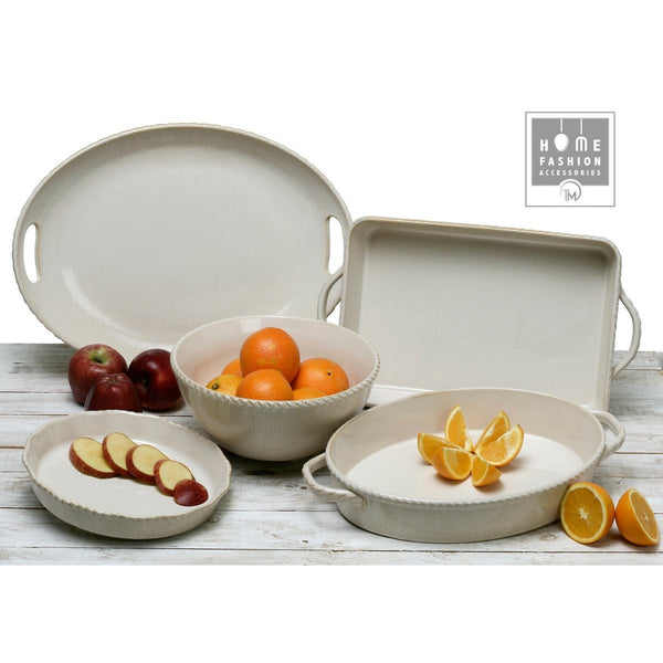 canvas cream; serving set; ceramic; σετ σερβιρίσματος; κεραμική; οβάλ; hfa; mayestic