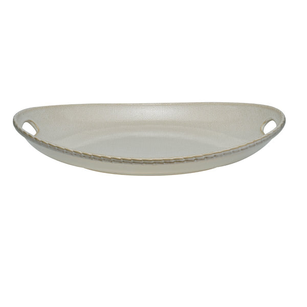 canvas cream; platter; ceramic; πιατέλα σεβριρίσματος; κεραμική; οβάλ; hfa; mayestic