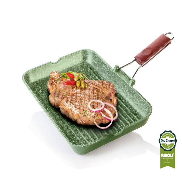 Dr. Green; grill pan; green stone; healthy cooking; non stick; eco friendly; risoli; γκριλιέρα; αντικολλητικό; υγιεινό μαγείρεμα; οικολογικό; mayestic