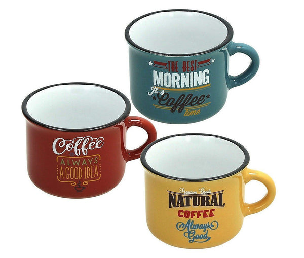 espresso cups; ceramic; vintage; blue; red; yellow; tognana;mayestic