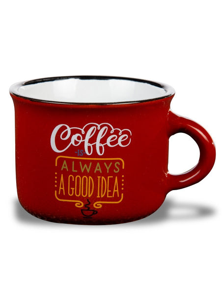 espresso cups; ceramic; vintage; red; tognana; mayestic